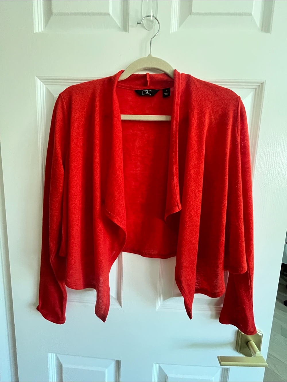 G by Giuliana Bright Red Draped Open-Front Cardigan